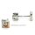 Ohrstecker Viereck bicolor rot/weiß mit Zirkonia echt Silber 925 matt/Glanz 5mm