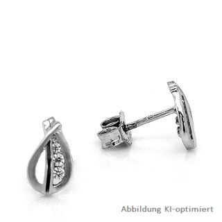 Ohrstecker filigran mit Zirkonia echt Silber 925 matt/Glanz 9,5x5,5mm