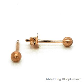Kugelohrstecker echt Silber 925 rosévergoldet matt/diamantiert 3mm