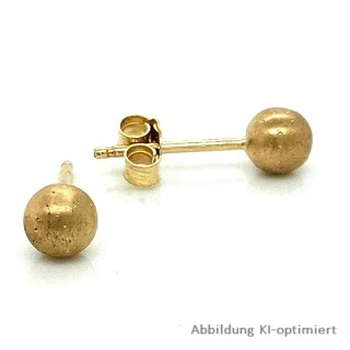 Kugelohrstecker echt Silber 925 vergoldet matt/diamantiert 5mm