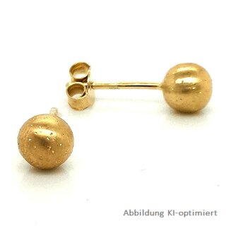 Kugelohrstecker echt Silber 925 vergoldet matt/diamantiert 6mm