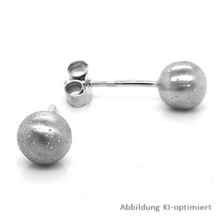 Kugelohrstecker echt Silber 925 matt/diamantiert 6mm