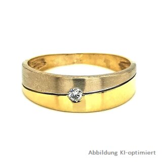 Diamantring Damenring bicolor gelb/weiß mit Diamant echt Gold 585 Ringweite 62