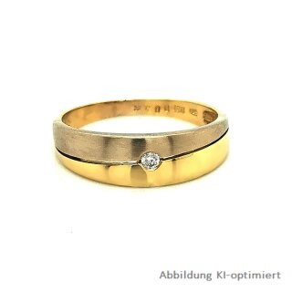 Diamantring Damenring bicolor gelb/weiß mit Diamant echt Gold 585 Ringweite 54