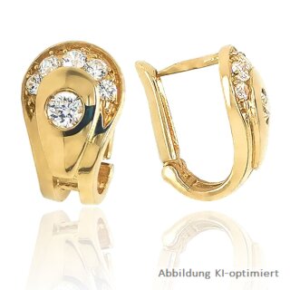 Creolen Klappcreolen mit Zirkonia echt Gold 585 Glanz 14x9mm