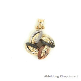Großer Anhänger Knoten tricolor echt Gold 333 matt/Glanz 35x25mm