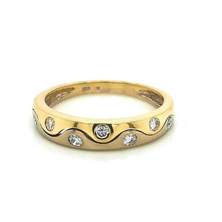 Damenring zweifarbig bicolor mit 7 Diamanten echt Gold 585 matt/Glanz Ringweite 53