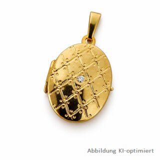 Medaillon Anhänger Gold 375 – poliert & gemustert, Rückseite satiniert | ca. 31 mm