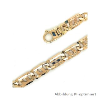 Armband Doppelsteg Panzerarmband 9mm echt Gold 585 Glanz Länge 23,5cm