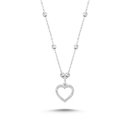 Halskette Herz mit Kugeln echt Silber 925 diamantiert 42cm