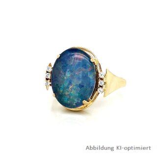 Damenring mit Opal Triplette und Zirkonia echt Gold 333 Glanz Ringweite 60