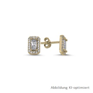 Ohrstecker mit Baguette Zirkonia echt Silber 925 goldfarben 8x5mm