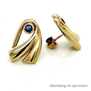 Große Ohrstecker mit Safir echt Gold 375 matt/Glanz 18x11mm