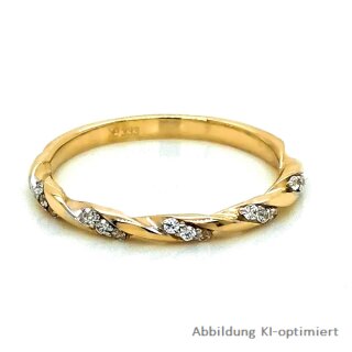 Kordelring 2mm schmal mit Zirkonia echt Gold 333 Glanz
