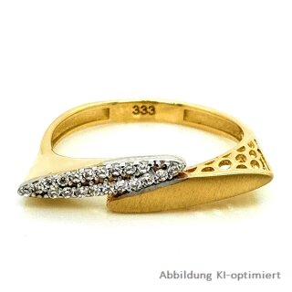 Design Damenring filigran mit Zirkonia echt Gold 333 matt/Glanz