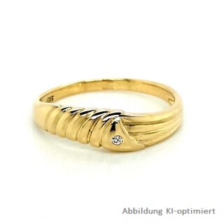 Gemusterter Damenring mit Diamant echt Gold 585 Glanz Ringweite 53
