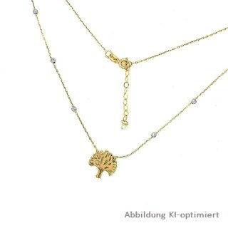 Halskette Collier Lebensbaum echt Gold 333 mit diamantierten Kugeln Glanz 42+3cm