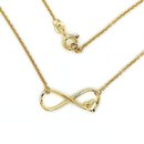 Halskette Collier Infinity mit Herz echt Gold 333 Glanz 45cm