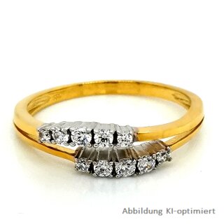 Damenring bicolor mit Zirkonia echt Gold 333 Glanz