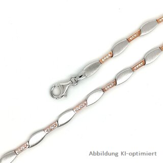 Armband mit Zirkonia bicolor rot/weiß echt Silber 925 Glanz Länge 19cm