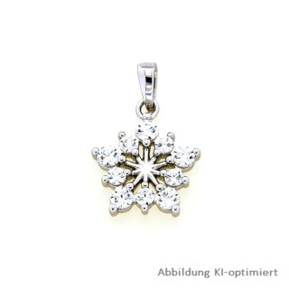 Anhänger echt Silber 925 Schneeflocke poliert Zirkonia 14mm