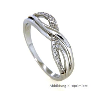 Damenring geschwungen Silber 925 Zirkonia