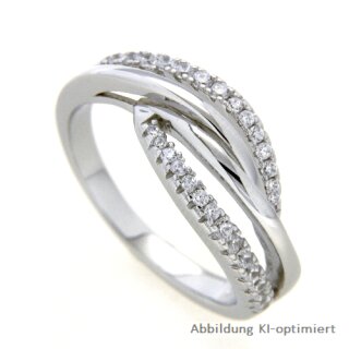 Damenring geschwungen Silber 925 Zirkonia Breite ca. 9,5mm