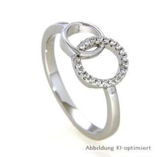 Damenring schmal 2 Kreise Silber 925 Zirkonia Breite ca. 9,5 mm