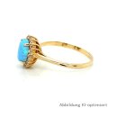 Damenring mit Opalith blau und Zirkonia, 585 Gelbgold 14x10mm