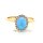 Damenring mit Opalith blau und Zirkonia, 585 Gelbgold 14x10mm
