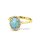 Damenring mit Opalith blau und Zirkonia, 585 Gelbgold 14x10mm