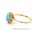 Damenring mit Opalith blau und Zirkonia, 585 Gelbgold 14x10mm