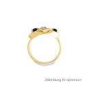 Damenring mit Diamant und 2 Safiren echt Gold 750 Glanz Ringweite 55