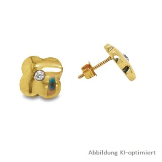 Ohrstecker Blüte mit Zirkonia echt Gold 333 Glanz 9mm