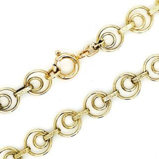 Collier Halskette Doppelkreise echt Gold 585 matt/Glanz Länge ca. 46,5cm