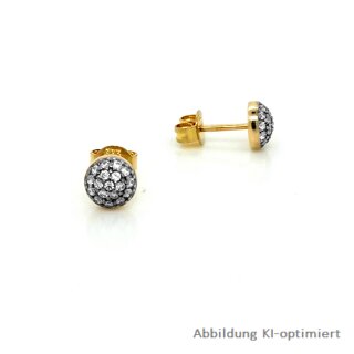 Ohrstecker mit Diamanten rund echt Gold 333 Glanz 6mm