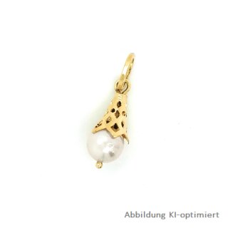 Anhänger mit Akoya Perle echt Gold 585 Glanz 26x8mm