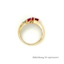Damenring mit 3x Rubin und Diamanten echt Gold 585 Glanz Ringweite 54