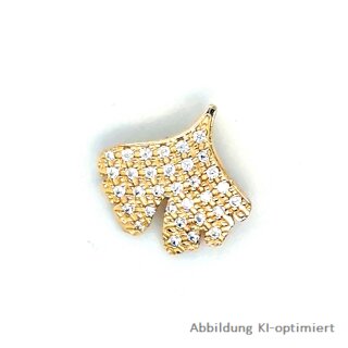 Gleiter Anhänger Ginkgo mit Zirkonia echt Gold 333 Glanz 13mm