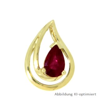 Filigraner Gleiter Anhänger Tropfen Rubin echt Gold 333 Glanz 12x9mm