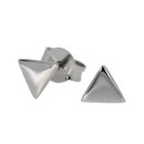 Kleine flache Ohrstecker Dreieck echt Silber Glanz 5mm