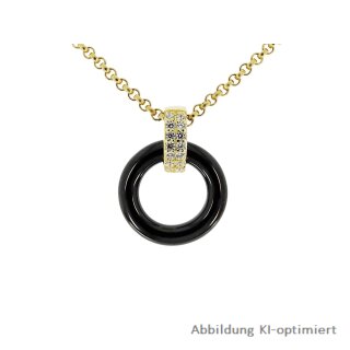 Anhänger Ring echt Silber 925 vergoldet mit Zirkonia und Achat OHNE Kette 15x12mm