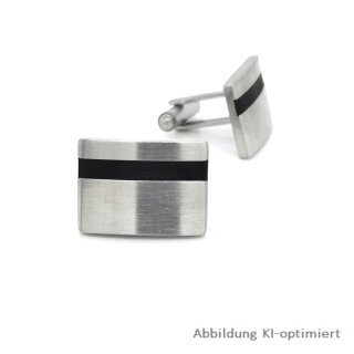 Manschettenknöpfe rechteckig Edelstahl mit Lack schwarz mattiert 20x15mm