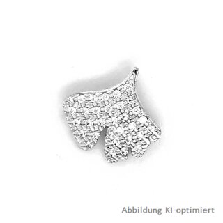 Gleiter Anhänger Ginkgo mit Zirkonia echt Silber 925 Glanz 13mm