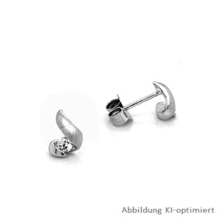 Kleine Ohrstecker Kringel mit Zirkonia echt silber 925 matt/Glanz 7x5mm