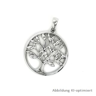 Anhänger Lebensbaum rund echt Silber 925 Glanz 27x20mm