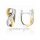 Zweifarbige Creolen Infinity oval bicolor gelb/weiß  mit Zirkonia echt Silber Glanz 16x14x7mm