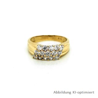 Damenring mit 15 Zirkonia echt Gold 585 Glanz Ringweite 56