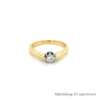 Damenring Verlobungsring bicolor mit Diamant echt Gold 585 Glanz Ringweite 51