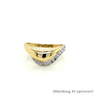 Damenring geschwungen mit Zirkonia echt Gold 585 Glanz Ringweite 57